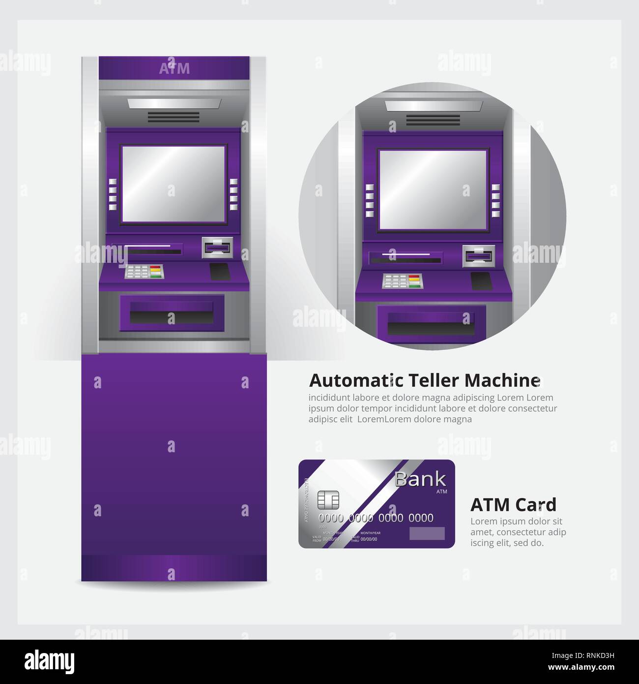 Distributeur automatique distributeur automatique avec carte ATM Vector Illustration Illustration de Vecteur