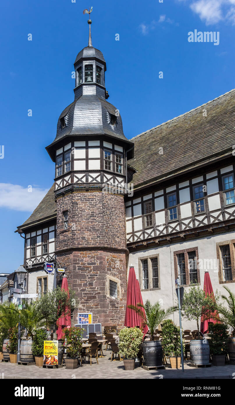 Tour de l'hôtel de ville historique à Hoxter, Allemagne Banque D'Images