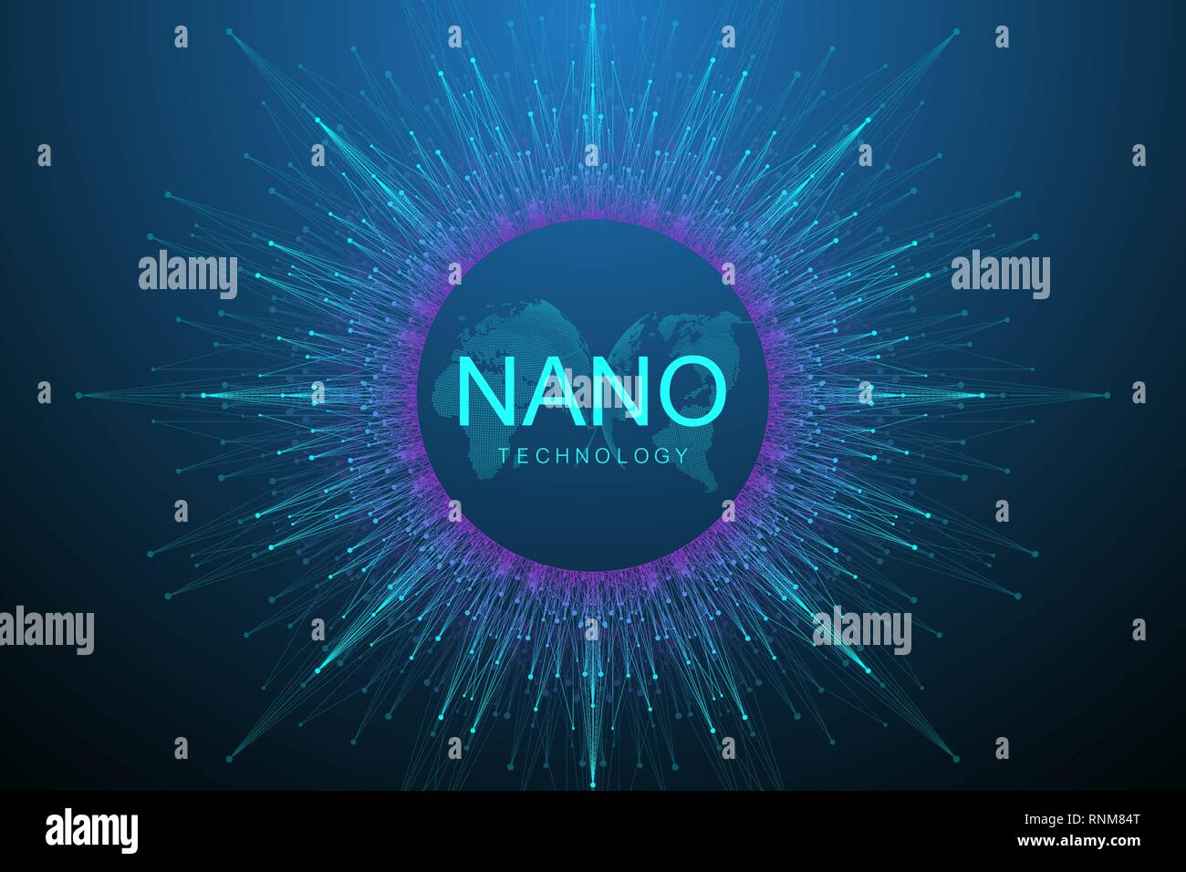 Nano technologies résumé fond. Cyber technologie concept. L'intelligence artificielle, la réalité virtuelle, de la bionique, robotique, réseau mondial Illustration de Vecteur