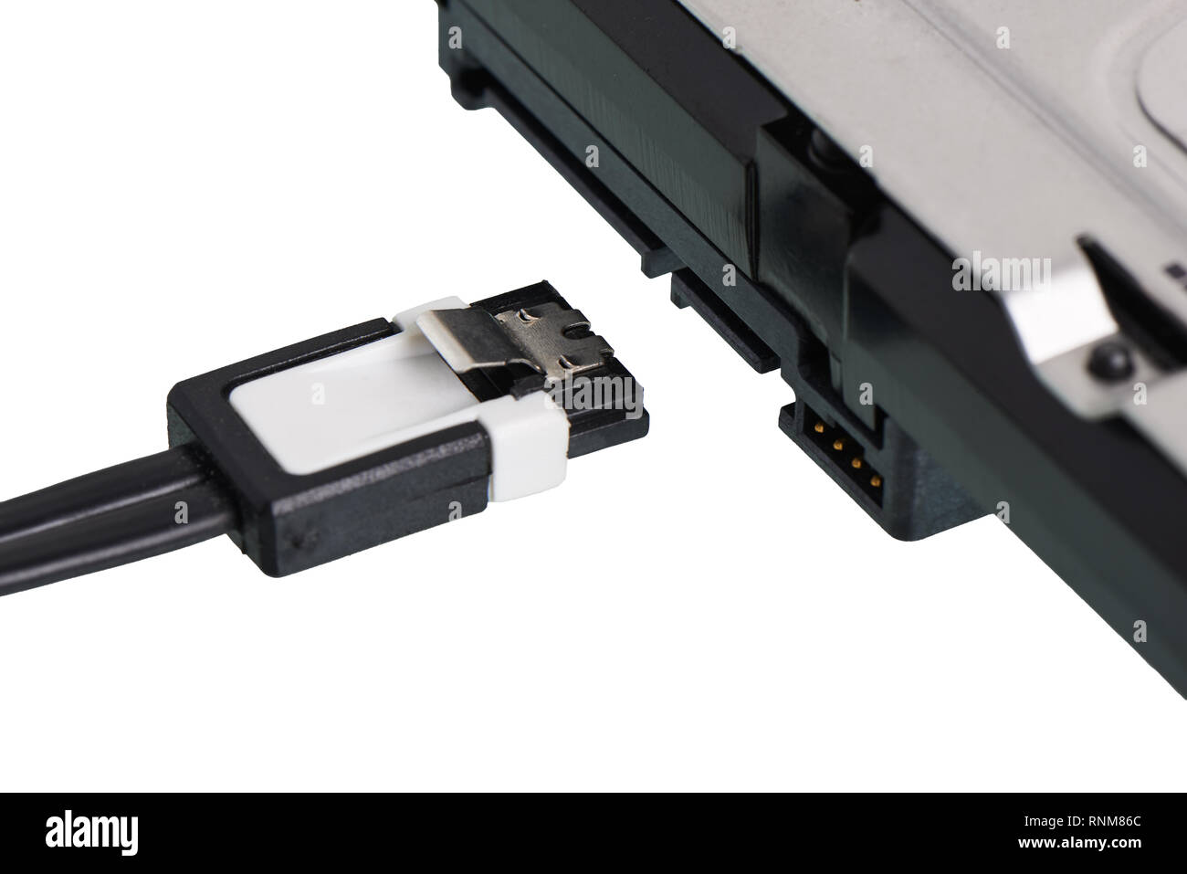 Close-up of SATA (Serial ATA série, pièce jointe au terminal de bus d'ordinateur), interface pour connecter des périphériques de stockage de masse Banque D'Images