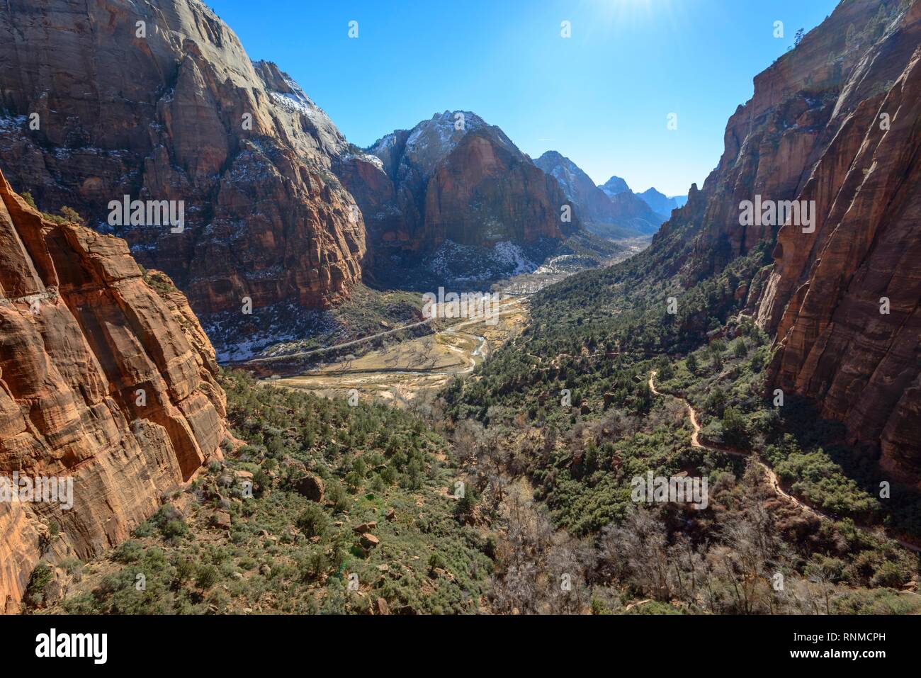 Avis de Angels Landing Trail à Zion Canyon, paysage de montagne, Zion National Park, Utah, USA Banque D'Images