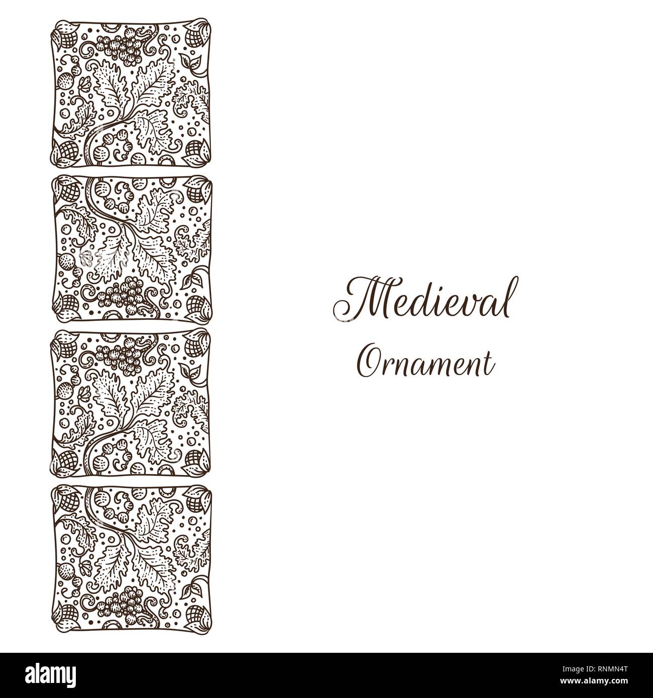 Floral frame Vintage raisin avec copie espace style néerlandais Pays-Bas carte carreaux Illustration de Vecteur