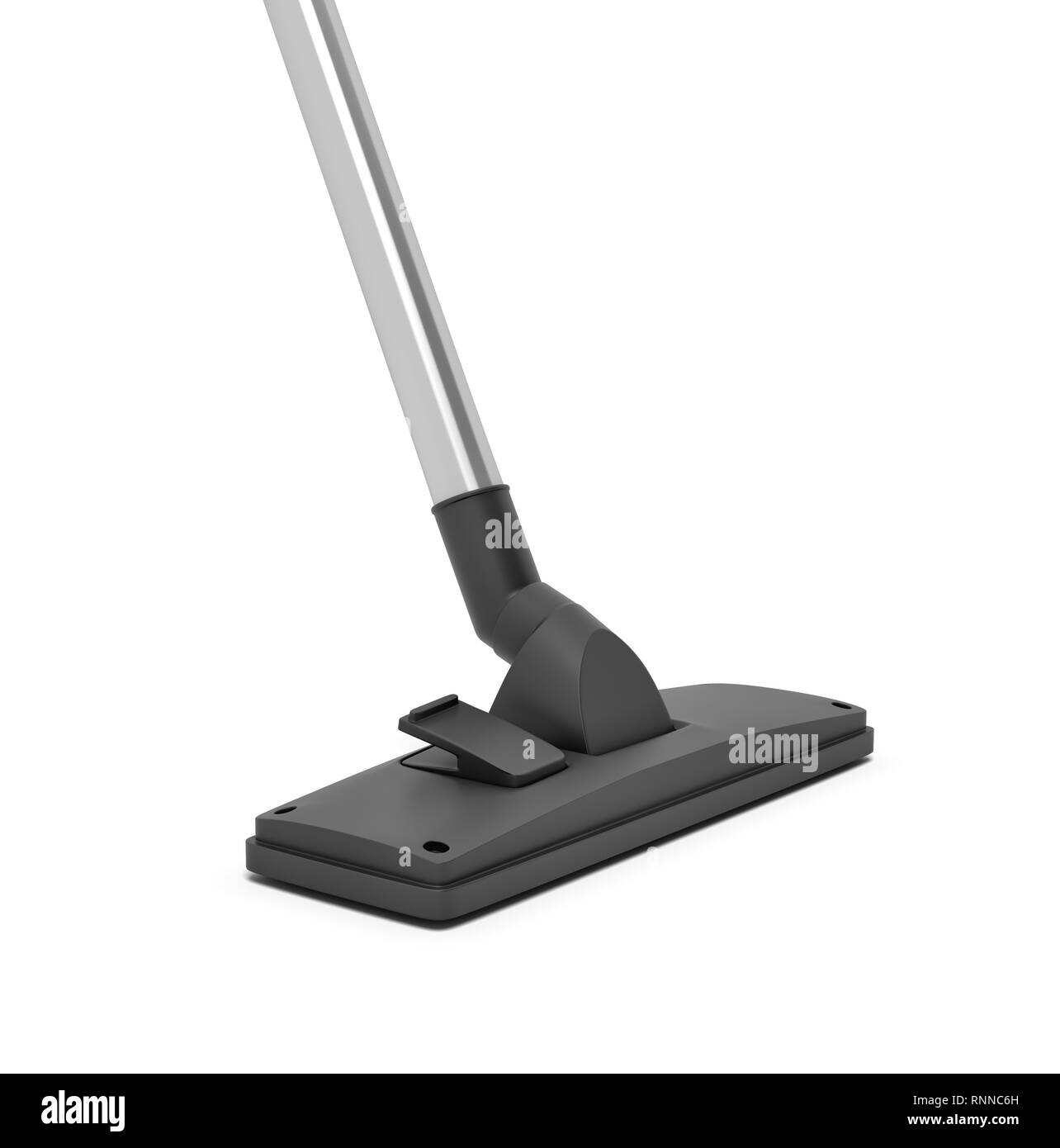 Le rendu 3D en plastique noir brosse aspirateur isolé sur fond blanc. Les travaux ménagers à l'intérieur. Nettoyage de la maison. Appareils électriques. Banque D'Images