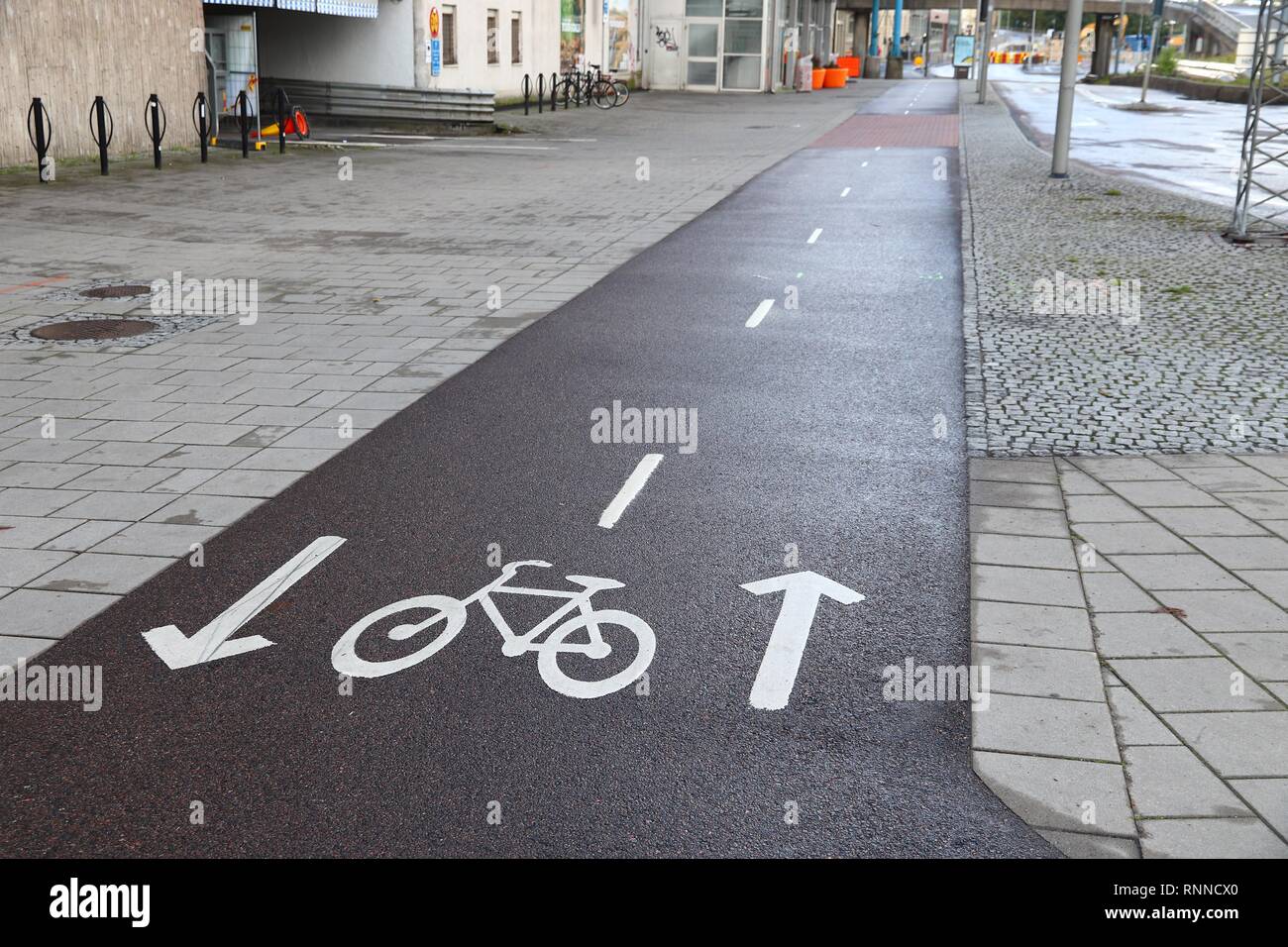 Piste cyclable de Göteborg, Suède. L'infrastructure de transport à vélo. Banque D'Images