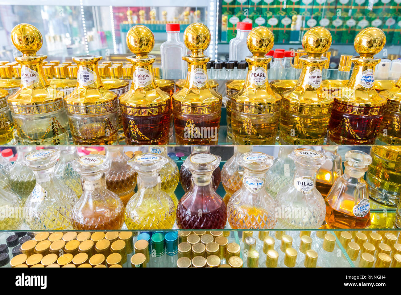Parfums de maison à afficher dans le parfum Shop, Kampong Glam, Singapour. Banque D'Images