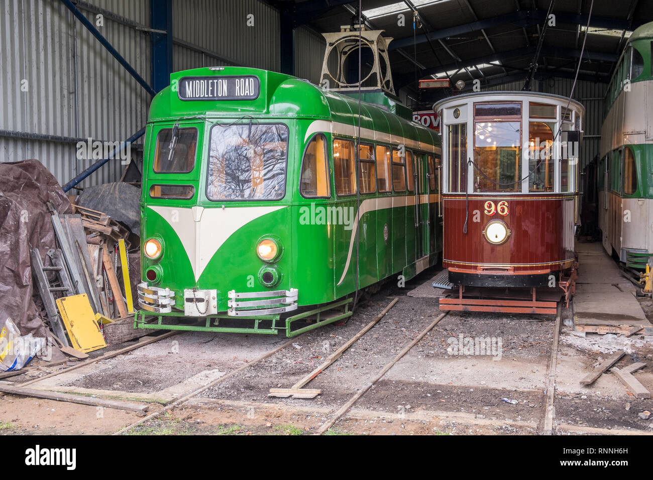 Heaton Park Le Tramway est un patrimoine vieux tramways tramway fonctionnant comme principale attraction de Heaton Park, Manchester. Banque D'Images