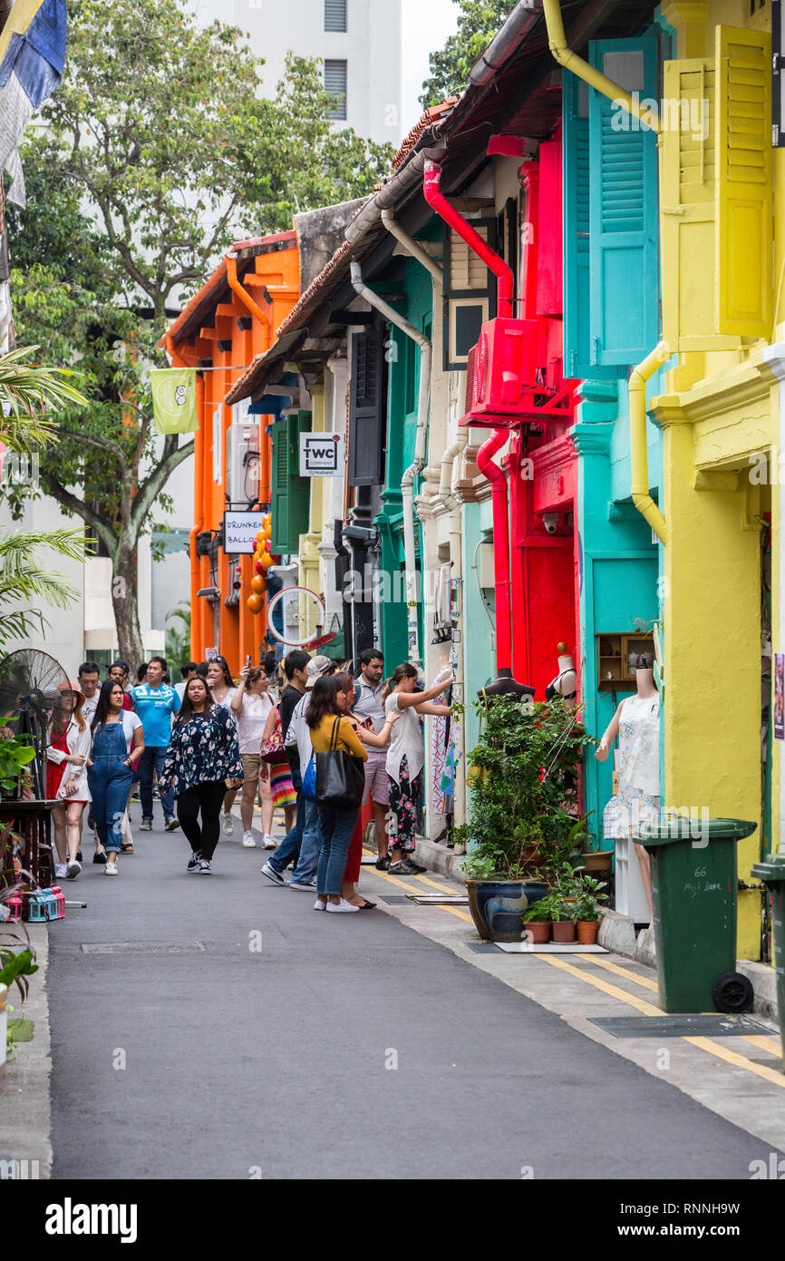 Haji Lane Street Scene, Kampong Glam, Singapour. Banque D'Images