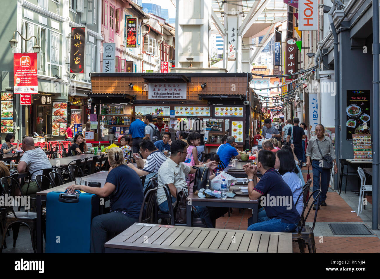 Singapour, Chinatown Food Street. Banque D'Images