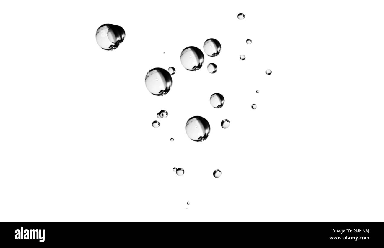 Bulles d'eau claire sur fond blanc isolé. Banque D'Images