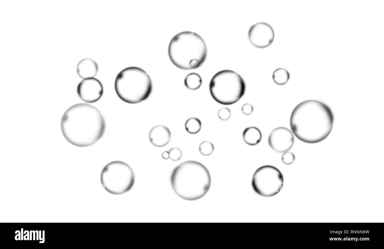 Bulles d'eau claire sur fond blanc isolé. Banque D'Images
