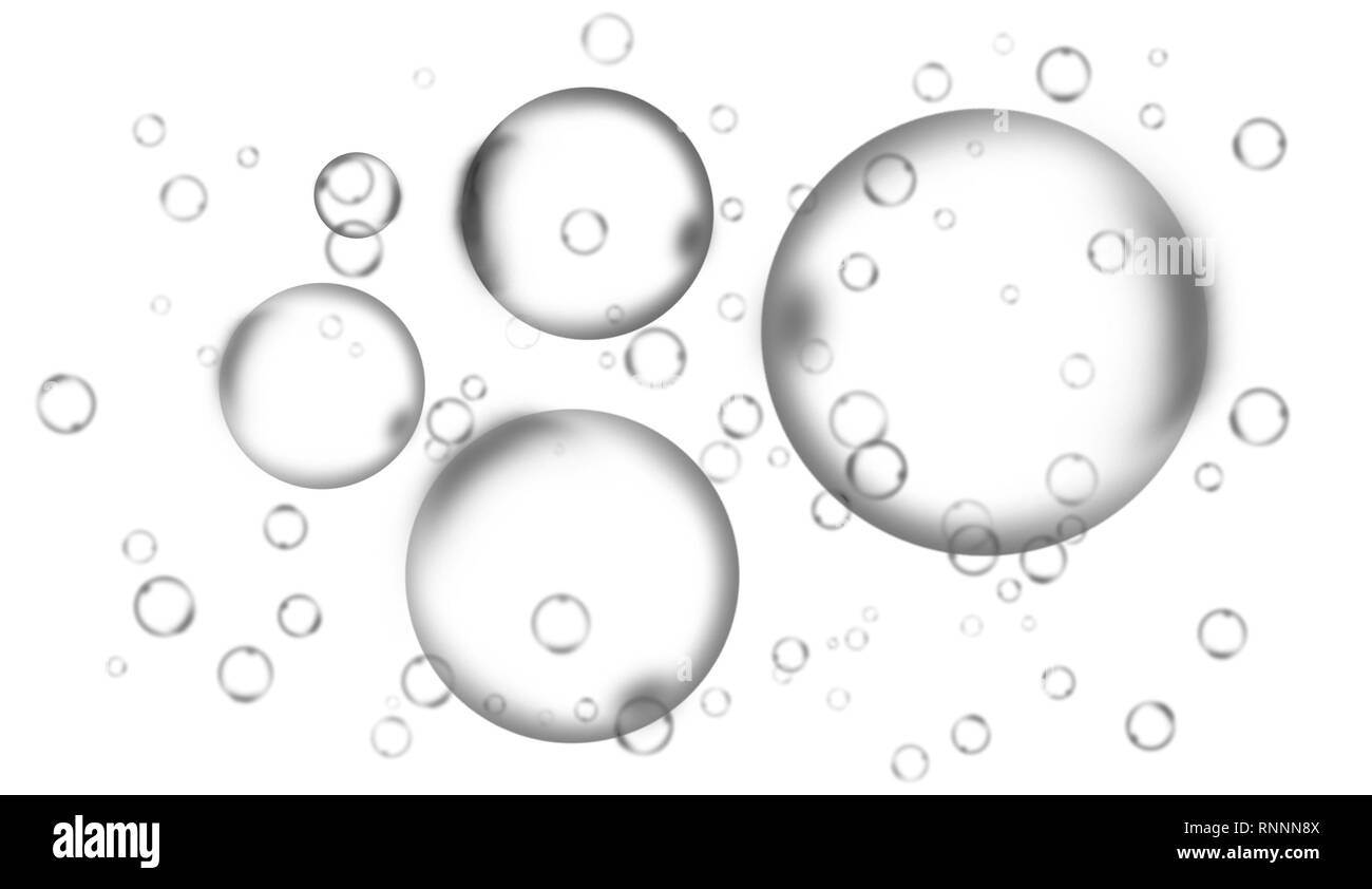 Bulles d'eau claire sur fond blanc isolé. Banque D'Images