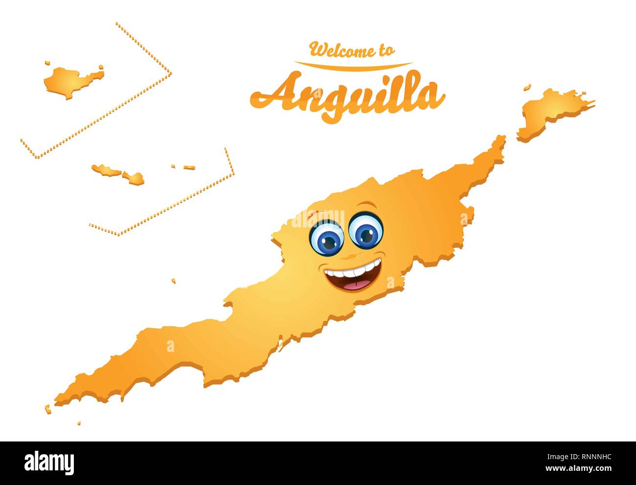 Bienvenue à Anguilla carte smiley illustration Illustration de Vecteur