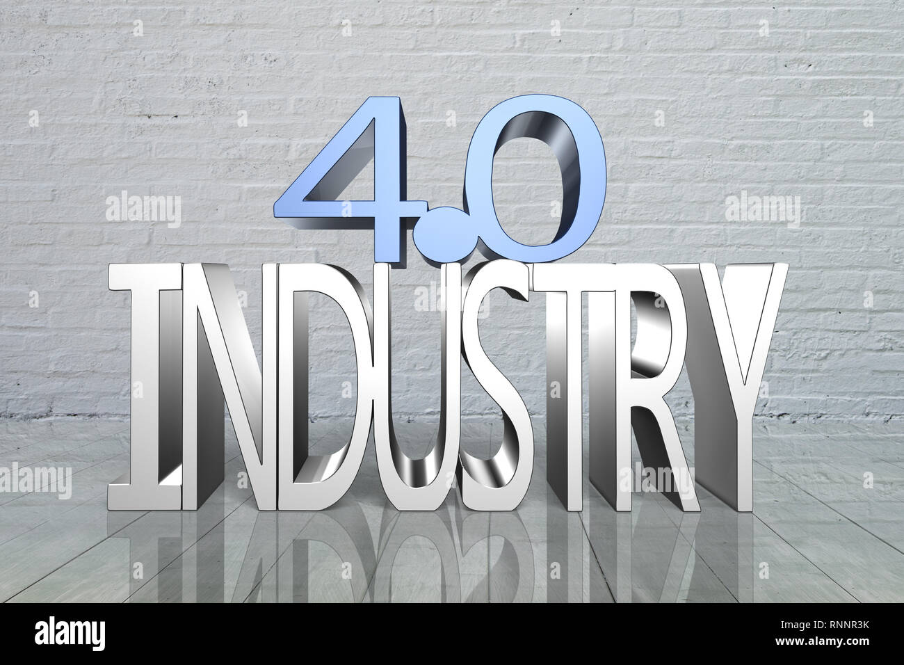 Concept de l'industrie 4.0. Texte 3D de l'industrie 4.0, avec des briques mur arrière-plan. Banque D'Images