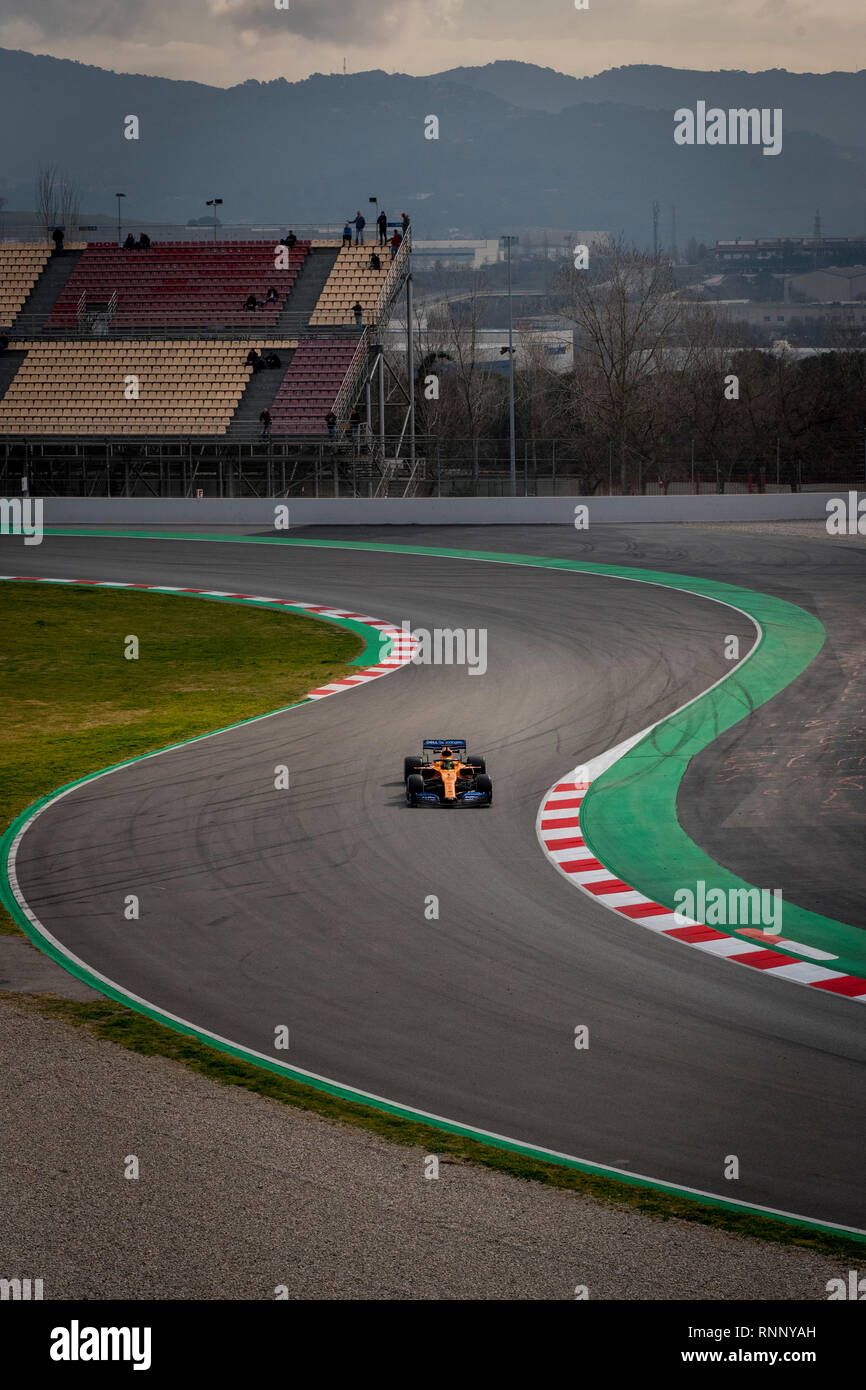 Barcelone, Espagne. Feb 19, 2019. Lando Norris de McLaren F1 Team sur le circuit de Catalunya à Montmelo (province de Barcelone) duirng la séance de test de pré-saison. Crédit : Jordi Boixareu/Alamy Live News Banque D'Images