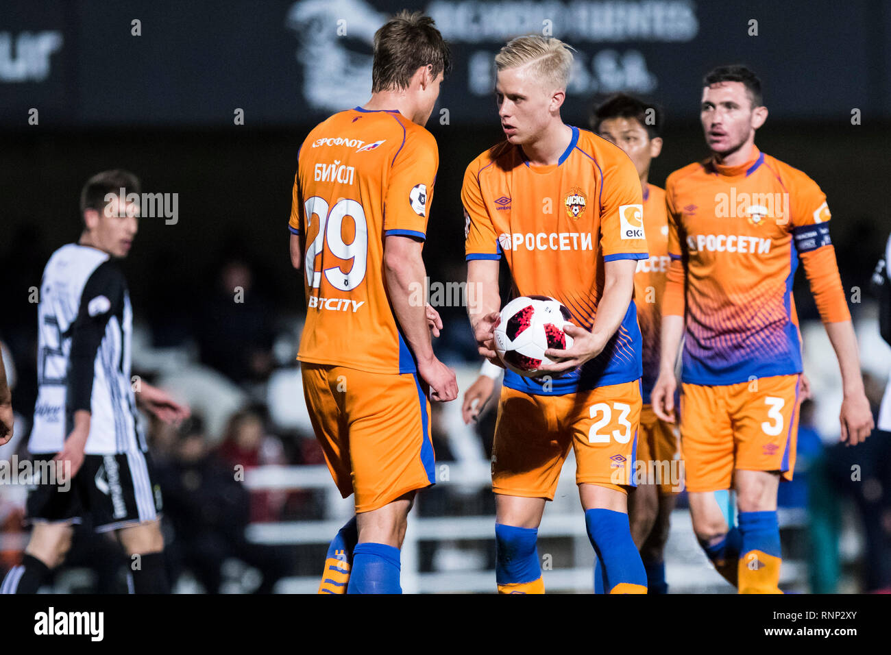 Cartagena, Espagne. Feb 19, 2019. Friendly match de foot entre FC Cartagena vs CSKA Moscou au stade Cartagonova. Credit : ABEL F. ROS/Alamy Live News Banque D'Images