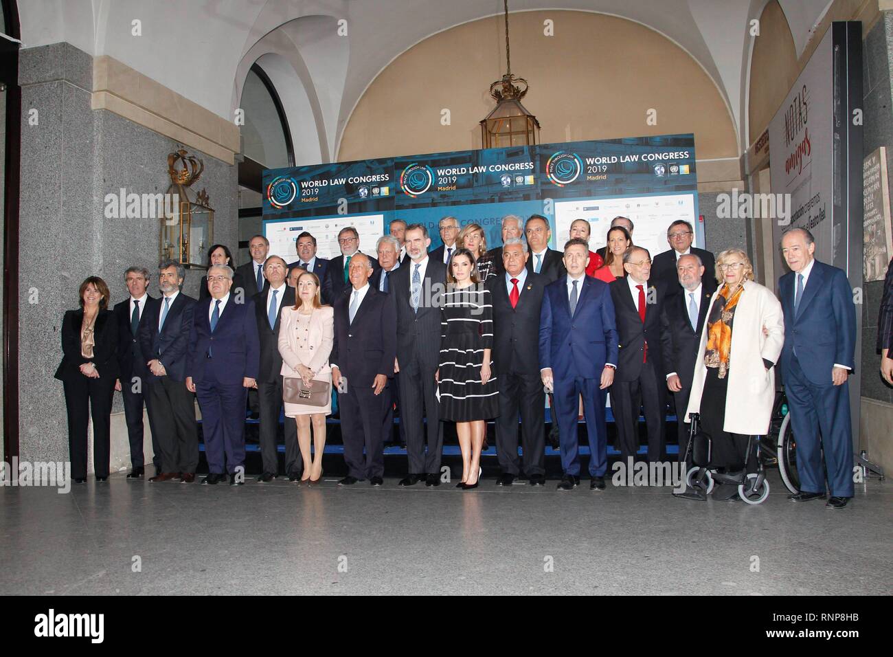 Madrid, Espagne. 20 févr. 2019 Roi d'Espagne Felipe VI et La Reine Letizia Ortiz au cours de la présentation de la "la paix mondiale & Liberté Award' à Madrid le mercredi 20 février 2019, Cordon Cordon Crédit : Presse Presse/Alamy Live News Banque D'Images