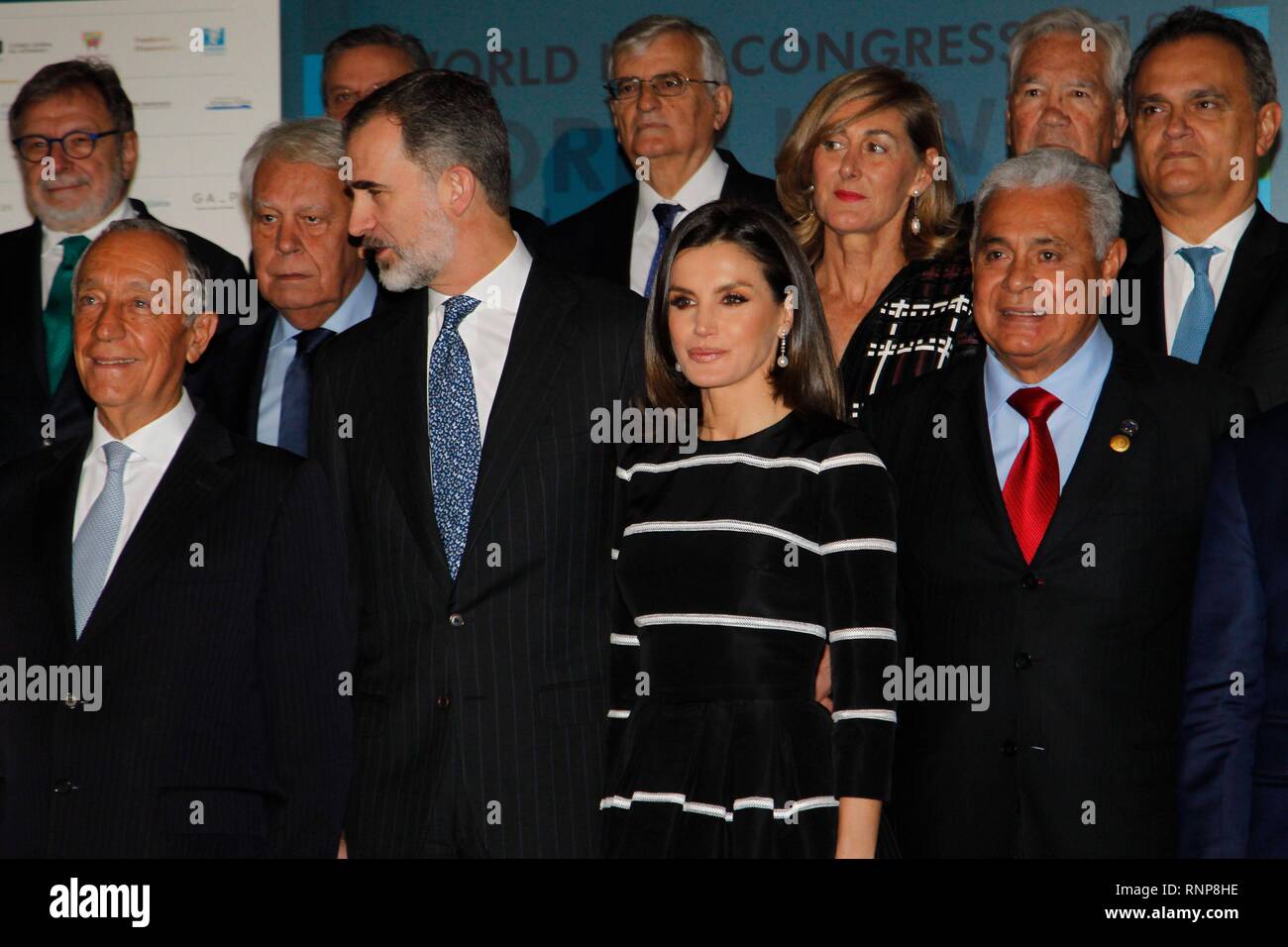 Madrid, Espagne. 20 févr. 2019 Roi d'Espagne Felipe VI et La Reine Letizia Ortiz au cours de la présentation de la "la paix mondiale & Liberté Award' à Madrid le mercredi 20 février 2019, Cordon Cordon Crédit : Presse Presse/Alamy Live News Banque D'Images
