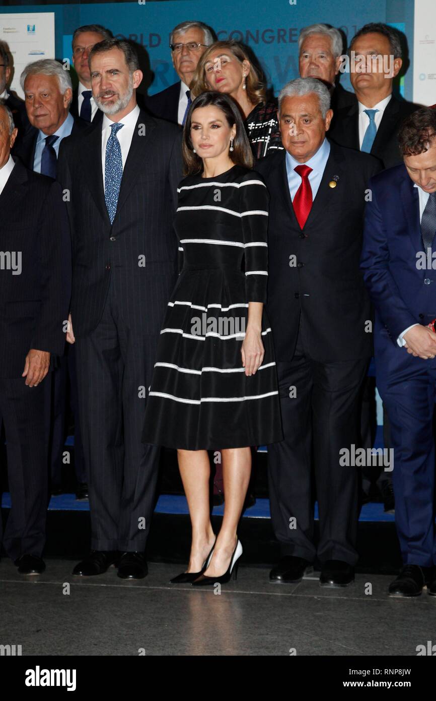 Madrid, Espagne. 20 févr. 2019 Roi d'Espagne Felipe VI et La Reine Letizia Ortiz au cours de la présentation de la "la paix mondiale & Liberté Award' à Madrid le mercredi 20 février 2019, Cordon Cordon Crédit : Presse Presse/Alamy Live News Banque D'Images