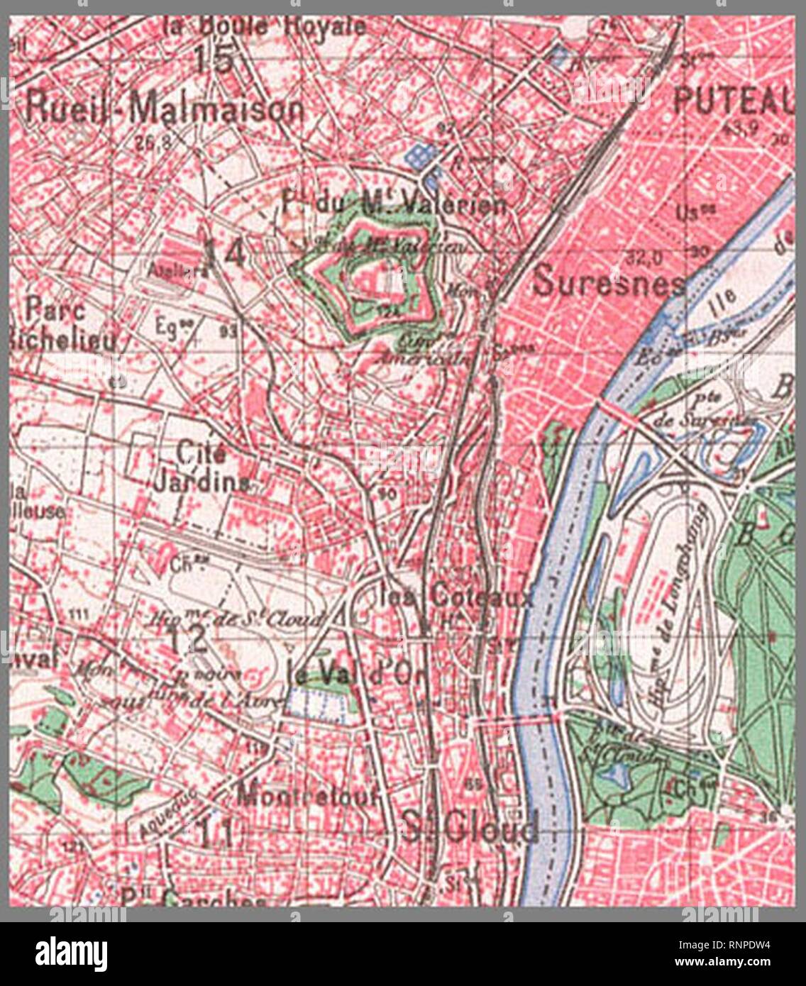 Embranchement-Val CarteIGN1950-d'or. Banque D'Images Embranchement-Val CarteIGN1950-d'or. Banque D'Images