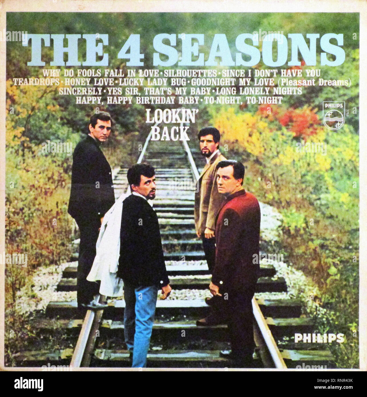 Couverture Lp vinyle vintage Les 4 Saisons Lookin Back 1966 Banque D'Images