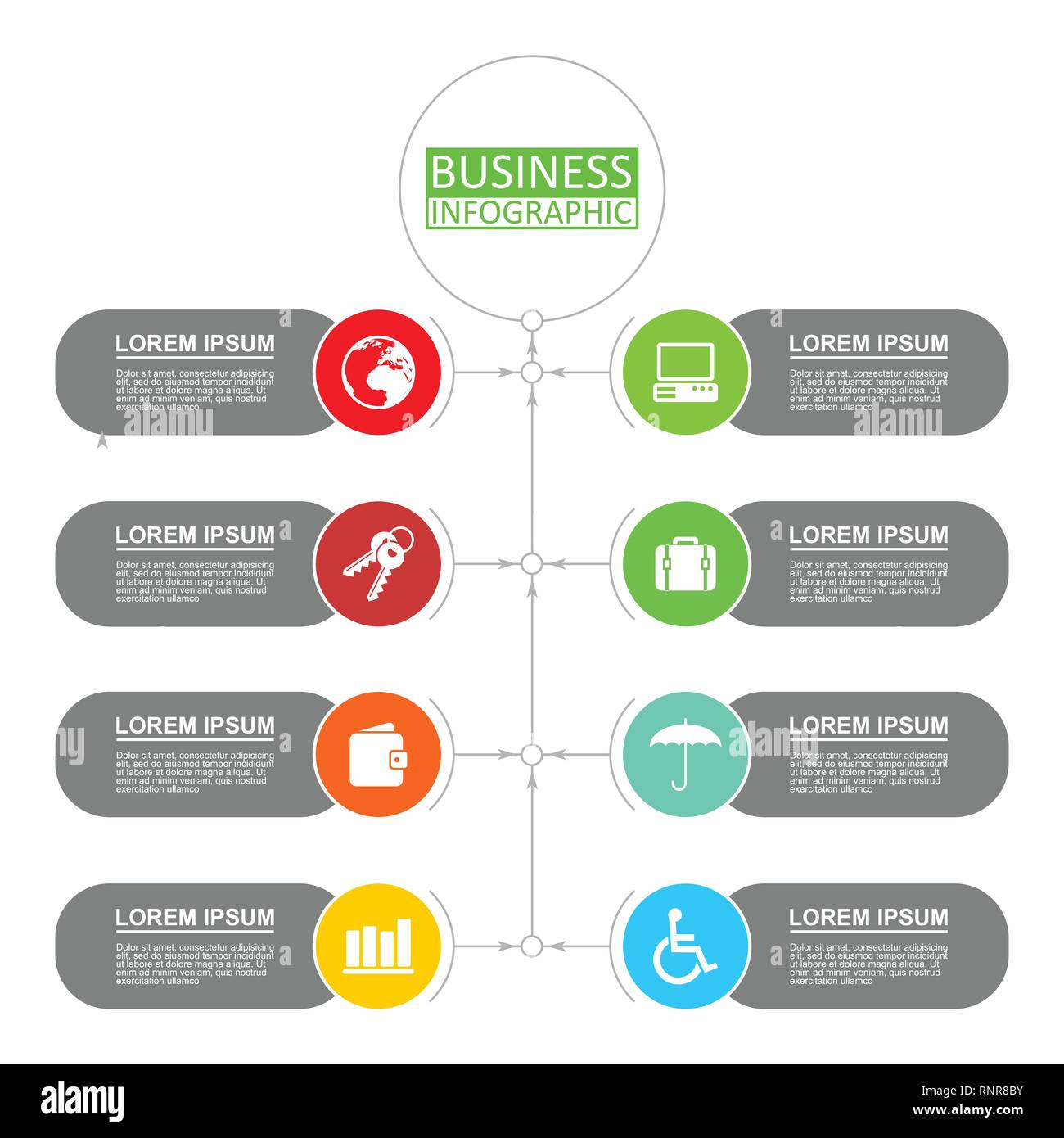 Infographie vecteur modèle de workflow, schéma, graphique, tableau, présentation, concept d'entreprise Illustration de Vecteur