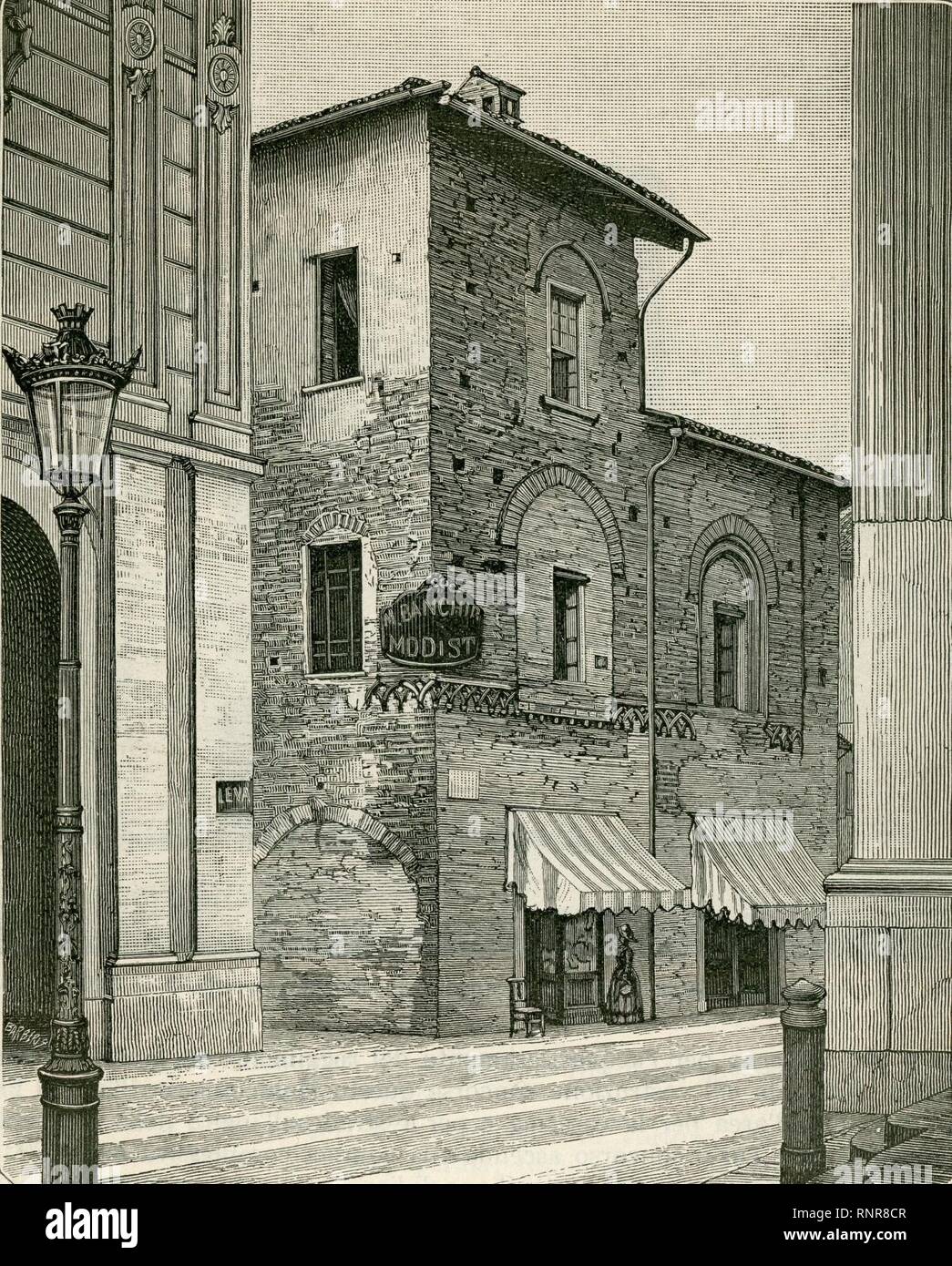 Casa Gotica à Tortona. Banque D'Images