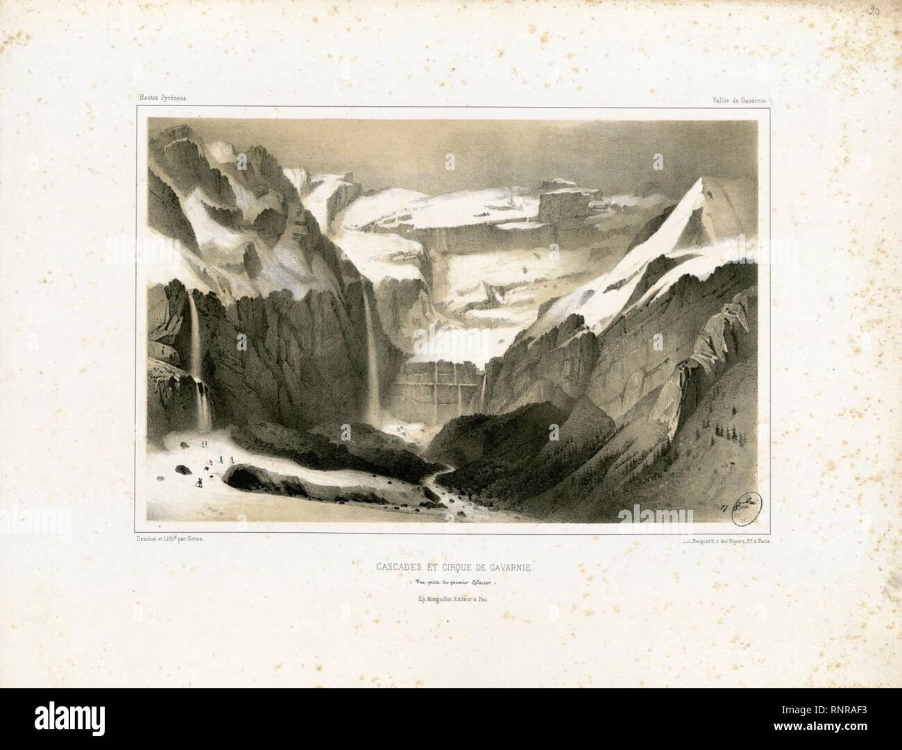 Cascades et Cirque de Gavarnie (vue prise du premier Glacier) (Hautes-Pyrénées-Vallée de Gavarnie) - Fonds Ancely - B315556101 UN AJONC 9 022. Banque D'Images