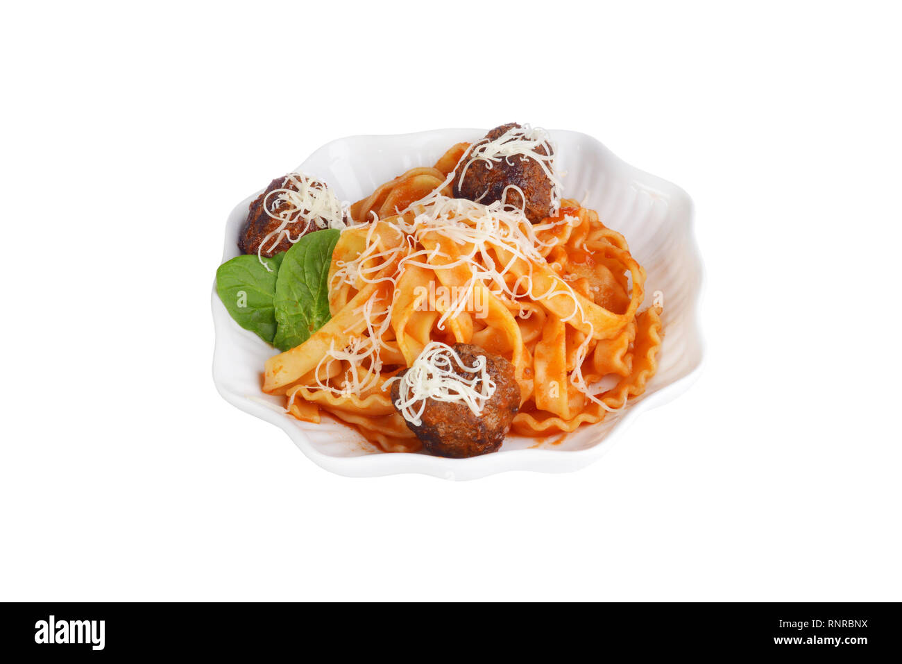 Vue de dessus isolé spaghetti and meatballs Banque D'Images