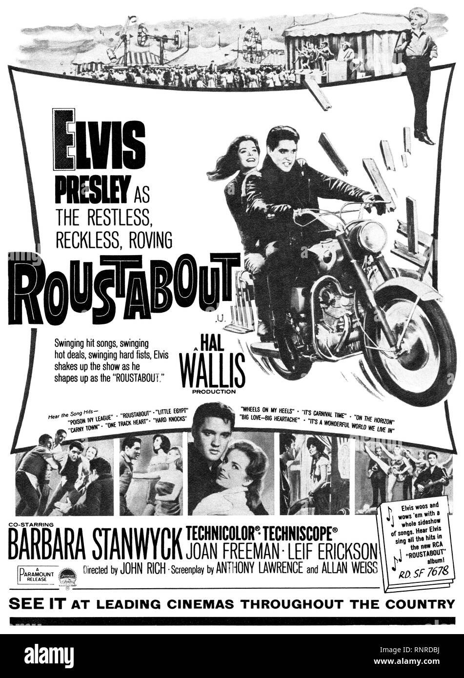 1965 La publicité pour l'homme à film d'Elvis Presley. Banque D'Images