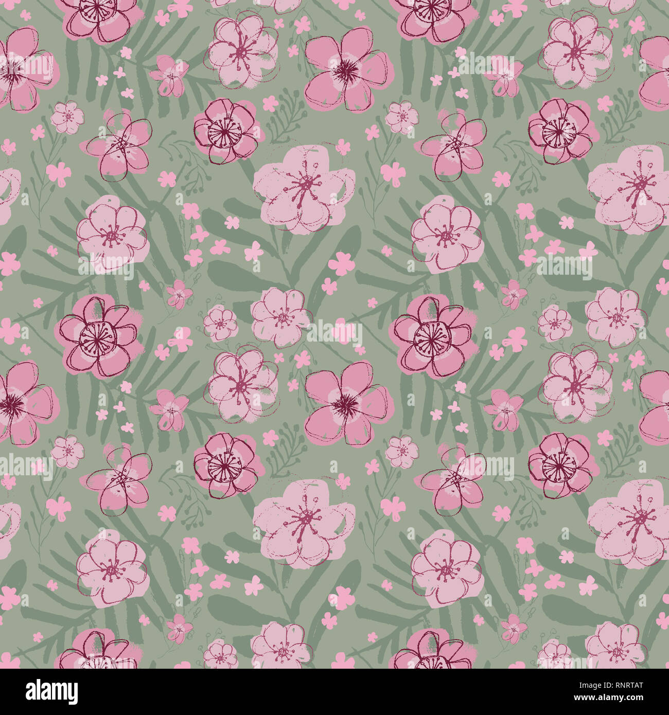 Seamless pattern design floral sophistiqué Banque D'Images