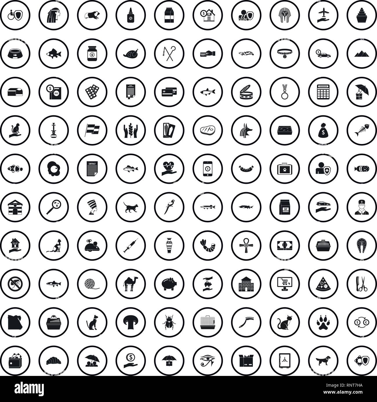Cat 100 icons set, le style simple Illustration de Vecteur