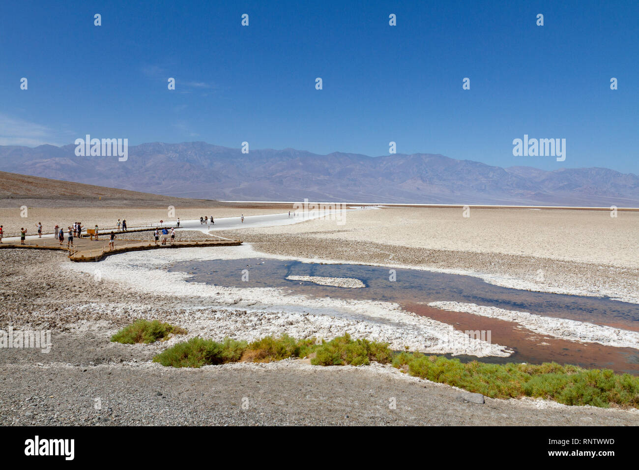 Vue générale à l'extérieur, vers le bassin de Badwater, Death Valley National Park, California, United States. Banque D'Images