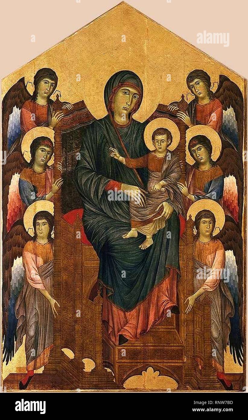 Cenni di Pepo, dit Cimabue - La Vierge et l'enfant en majesté entourés de six anges, 1270. Banque D'Images