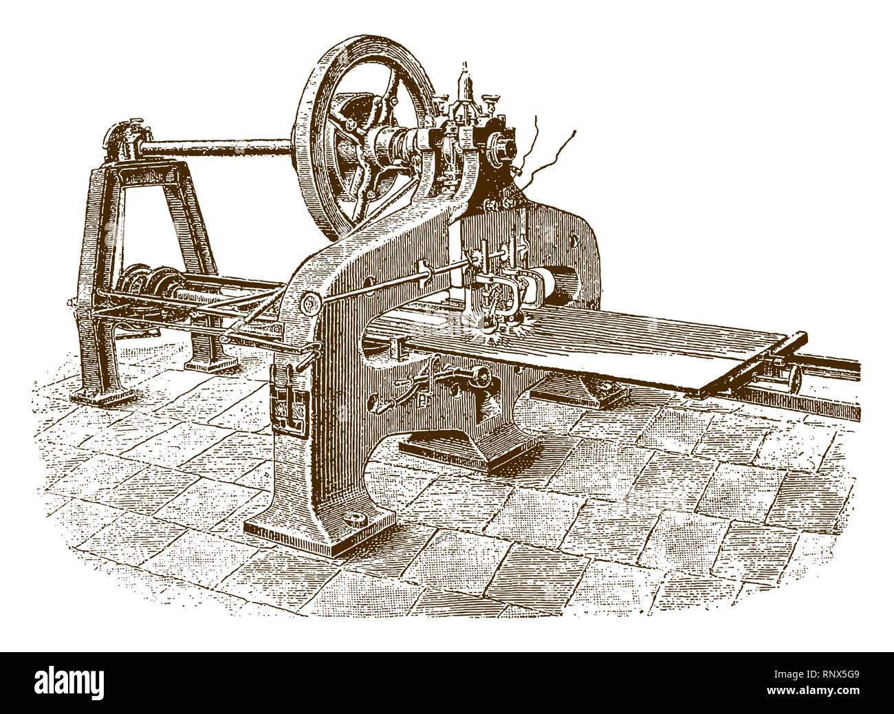 Machine de soudage à arc électrique historique (après une gravure ou une gravure du xixe siècle) Illustration de Vecteur