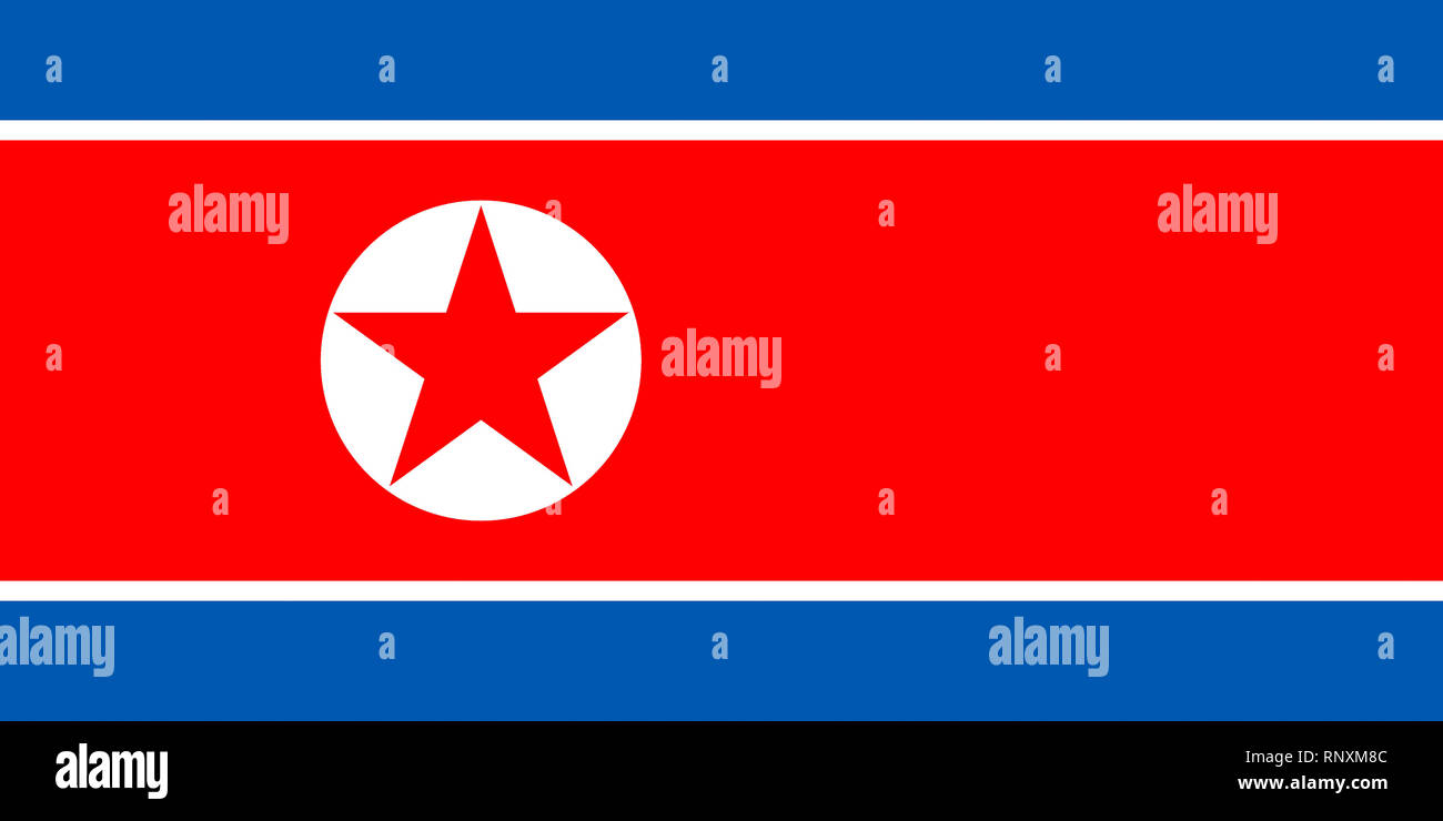 Drapeau national de la République populaire démocratique de Corée - La Corée du Nord. Banque D'Images