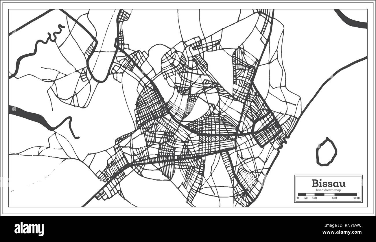 République de Guinée-Bissau Bissau Plan de ville en style rétro. Une carte de Noël. Vector Illustration. Illustration de Vecteur