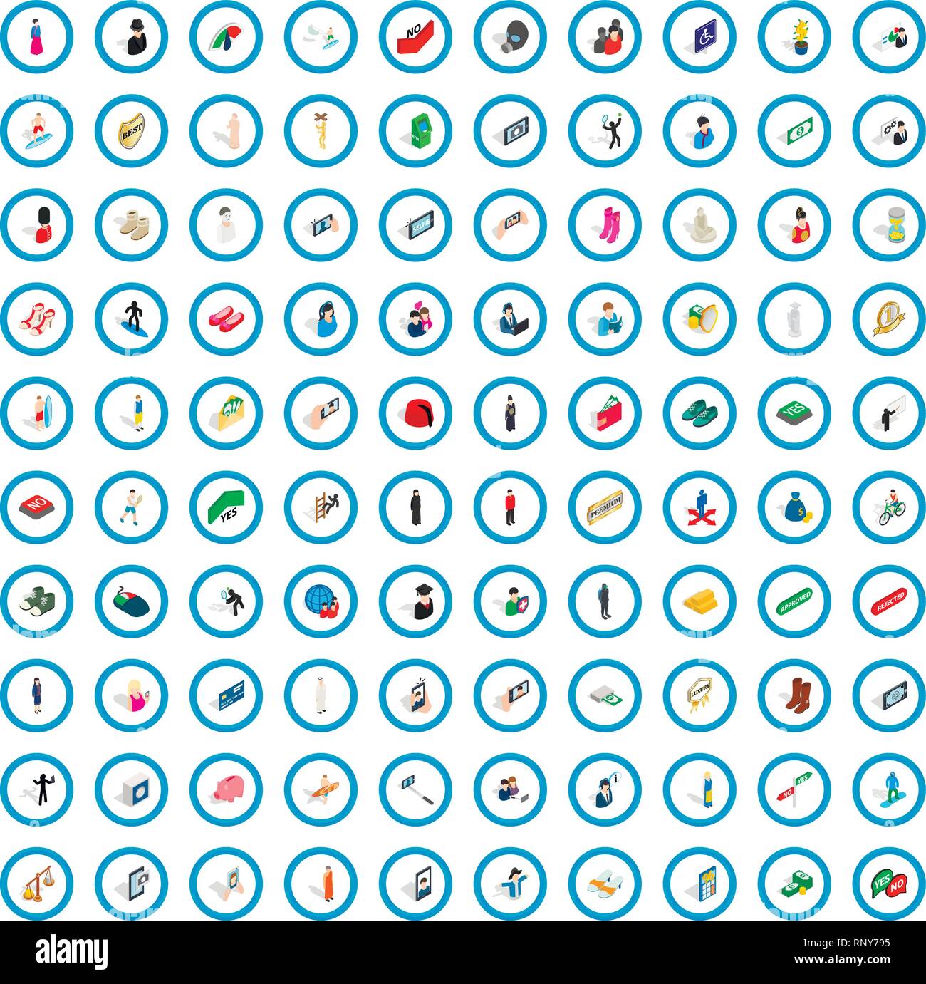100 icônes avatar 3D isométrique, style Illustration de Vecteur