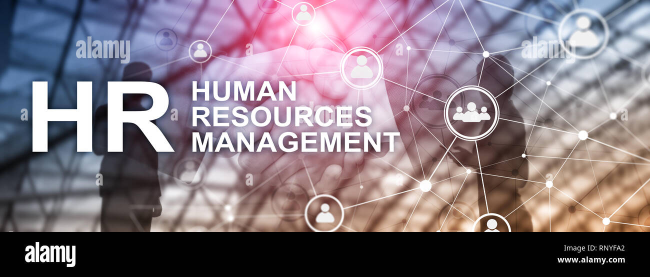 La gestion des ressources humaines, RH, Team Building et de recrutement concept sur fond flou. Banque D'Images