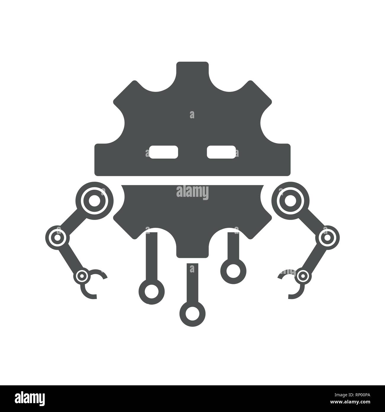 L'icône de la ligne de tête de robot, vector sign, le pictogramme isolé sur fond blanc, le logo illustration. EPS 10 Illustration de Vecteur