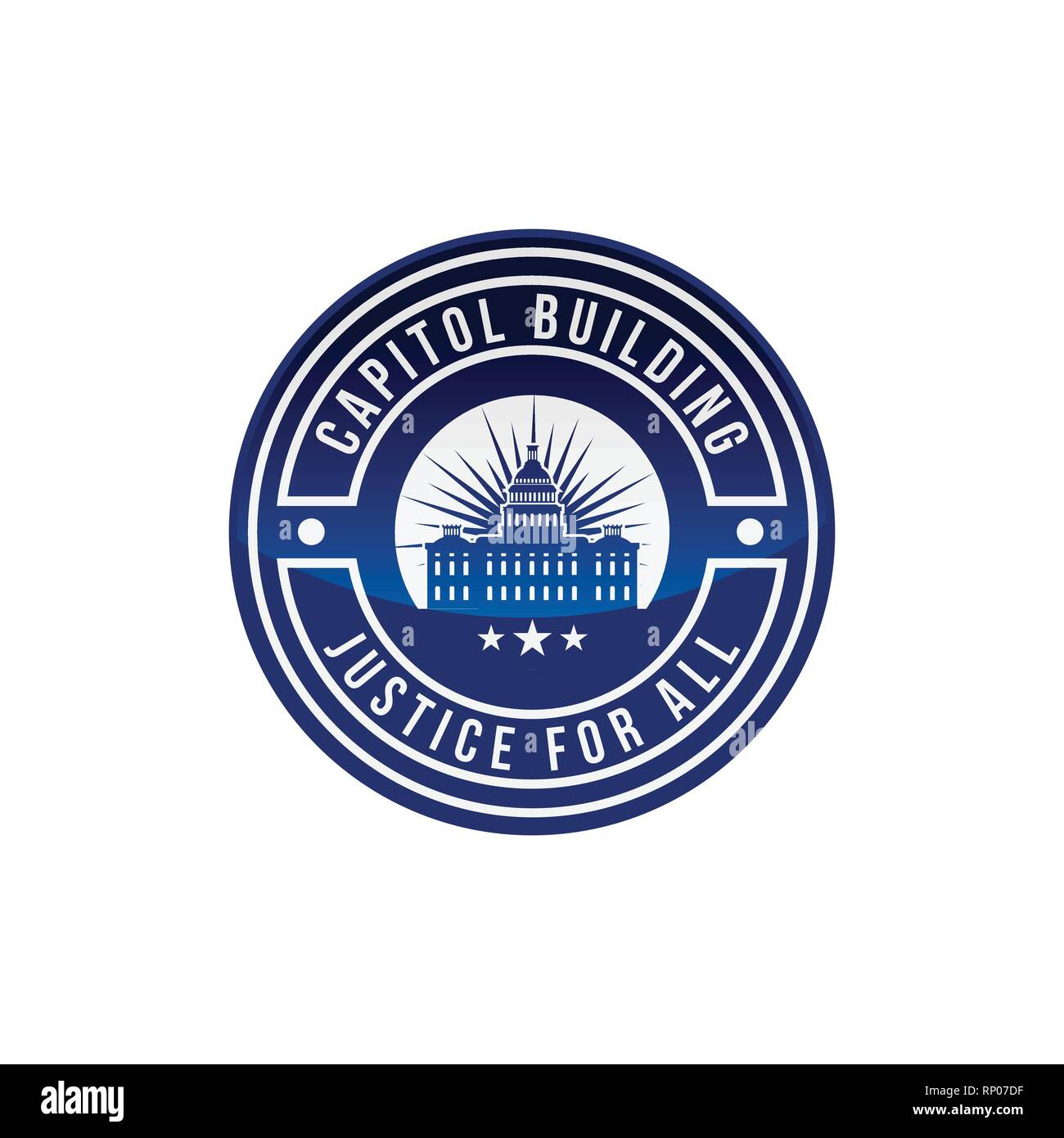 Logo Capitol building. Logo emblème de cercle. L'icône du gouvernement. Design Premium. L'icône de la ligne mince vecteur isolé sur fond blanc Illustration de Vecteur