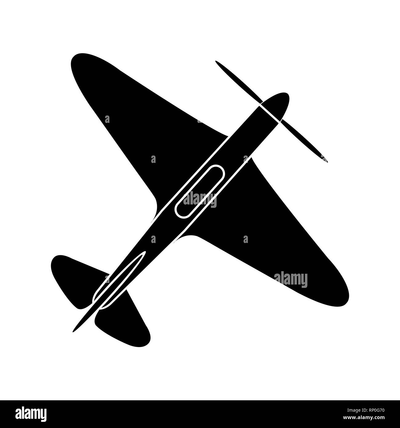 Simple dessin d'un seul avion à hélices Illustration de Vecteur