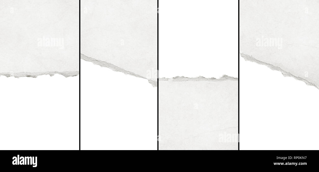 Blanc recyclé papier déchiré note horizontal texture, fond clair. Banque D'Images