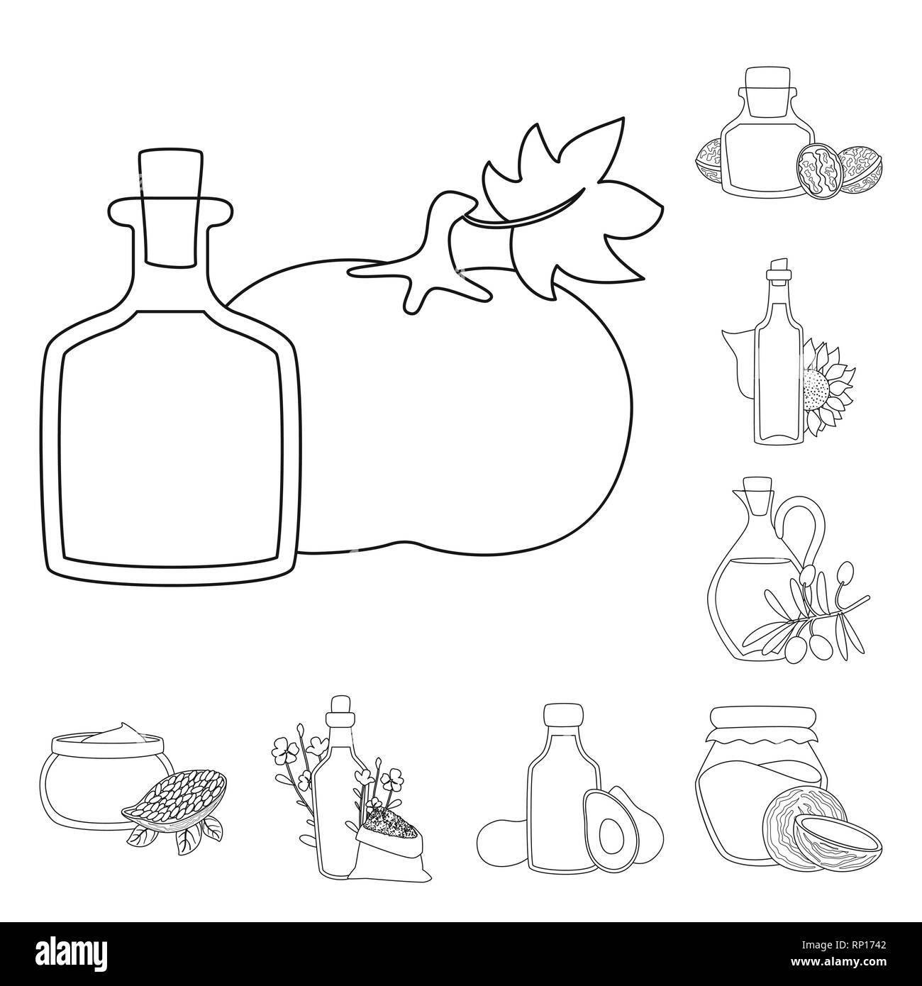 Pumpkin,noyer,tournesol,,olive,cacao,lin,avocat,noix de coco,graines,alimentaire,fruits,beurre,graines,produits,lait,gras enfoncé,arôme,amer,vitamine,naturel,body,trognon,ferme,Black,flower,légumes,sain,liquide,nutrition,produits biologiques,verre,vase,huile,cuisine,agriculture,petit,set,icône,,illustration,collection,isolé,design,graphisme,élément signe,ligne,plan,vecteurs vecteur , Illustration de Vecteur