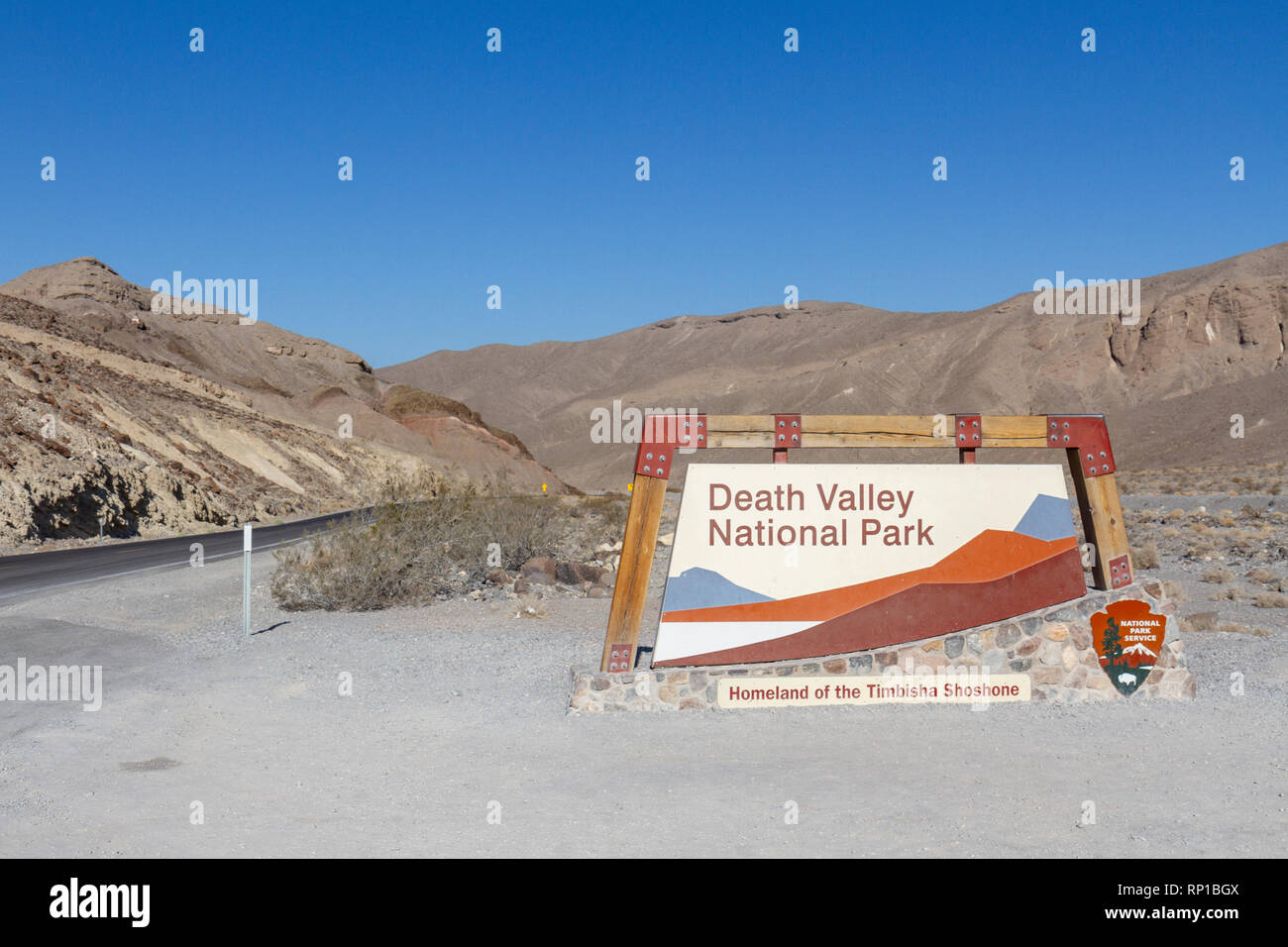Death Valley National Park Entrance sign, en Californie, aux États-Unis. Banque D'Images
