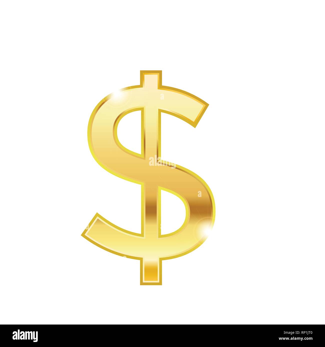 Symbole dollar doré icône vecteur web isolés. La mode Dollar style 3d vector icône. Golden dollar currency sign Illustration de Vecteur