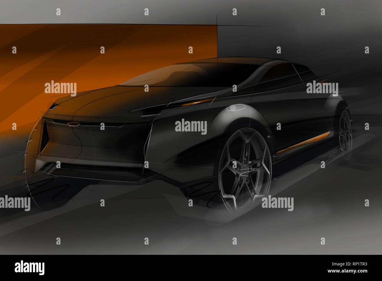 Design dessin voiture numérique Banque D'Images