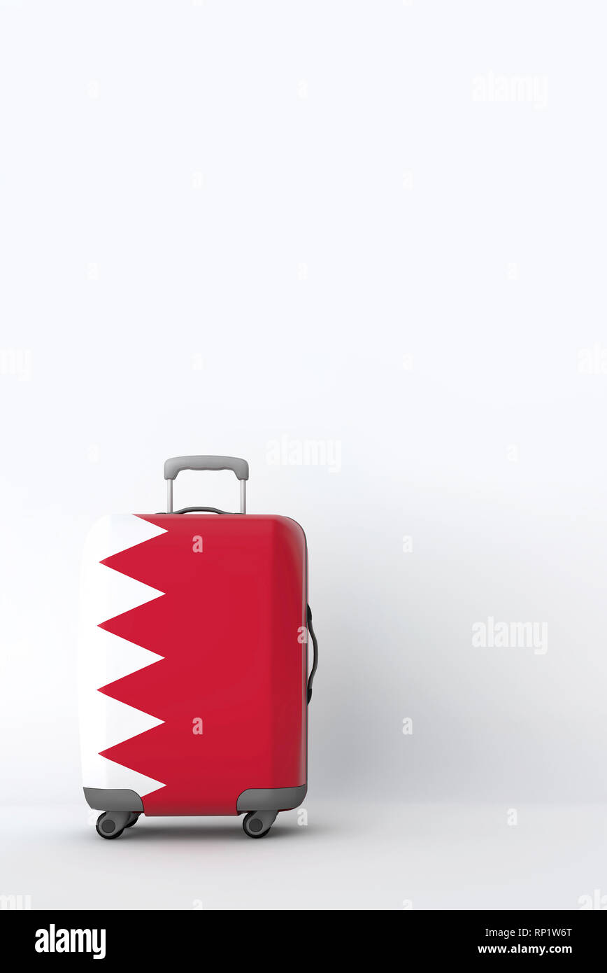 Valise de voyage avec le drapeau de Bahreïn. Destination de vacances. 3D Render Banque D'Images
