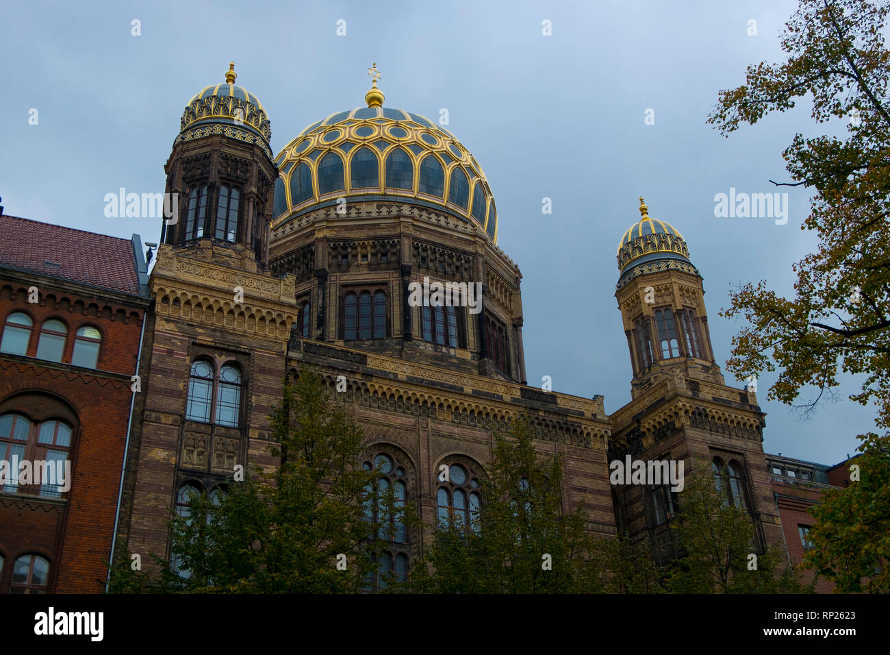 Les vestiges de l'une des plus grandes synagogues juives à Berlin, la Neue Synagogue. Banque D'Images