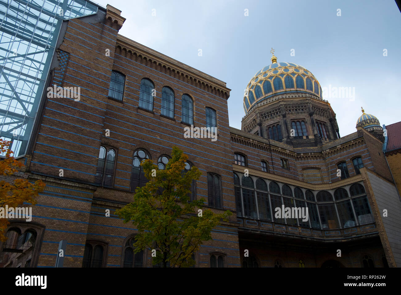 Les vestiges de l'une des plus grandes synagogues juives à Berlin, la Neue Synagogue. Banque D'Images