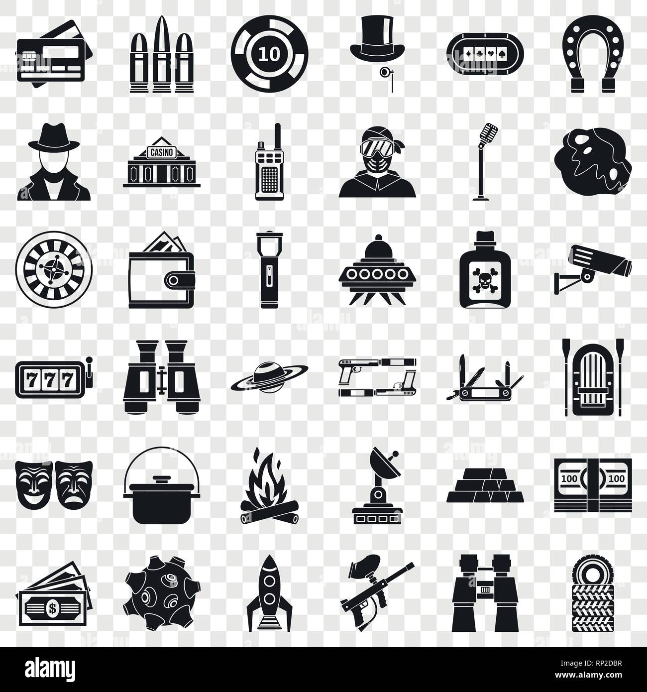 Jeux d'adultes, le style simple icons set Illustration de Vecteur